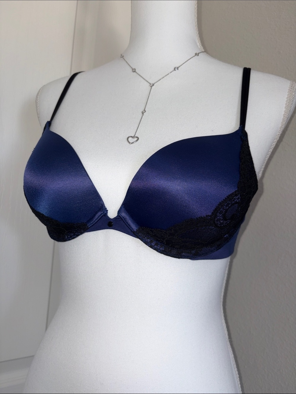 Victoria secret Navy Blue & Black Lace Push-Up Bra - Women Intimates